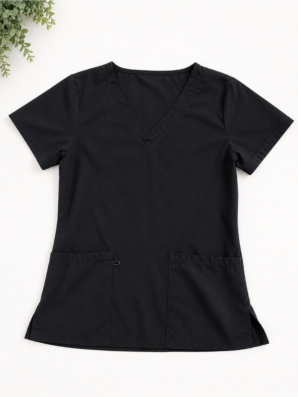 Black V-Neck Medical Scrub Top - Unbranded
